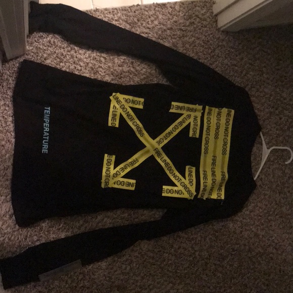 OFF-White Fire Line Tape Long Sleeve T-shirt - Picture 2 of 2